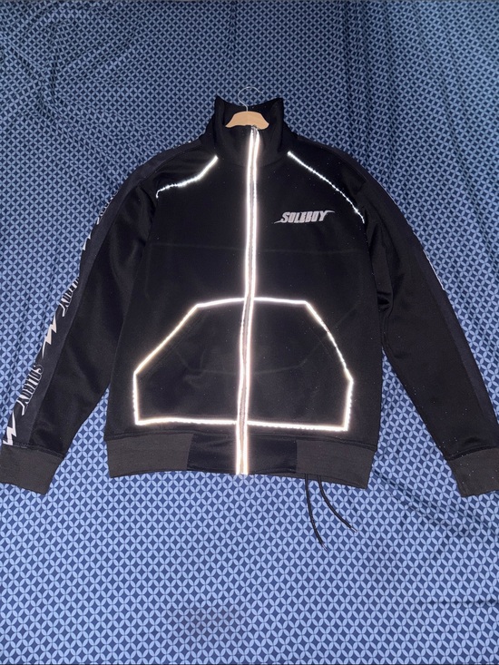 soleboy Other - Men's Black Reflective Zip-Front Sweater